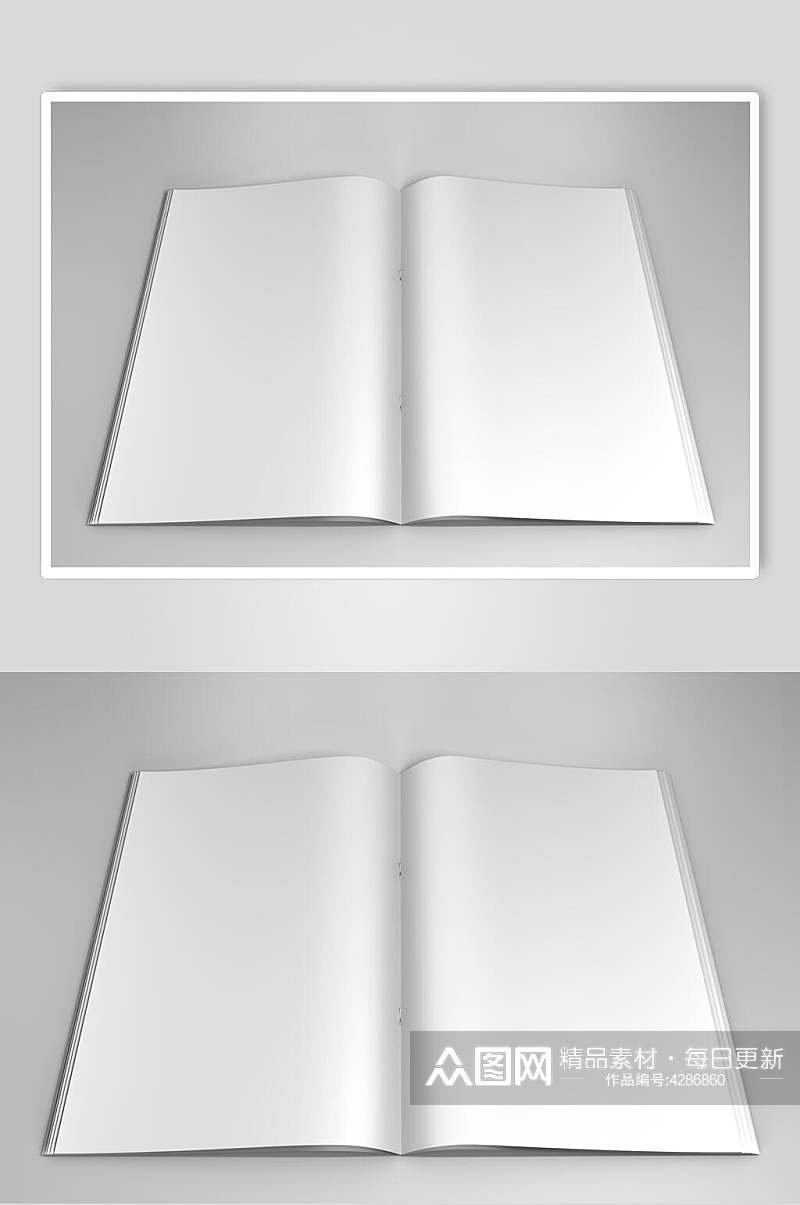 纸张长方形二折页灰白色背景样机素材