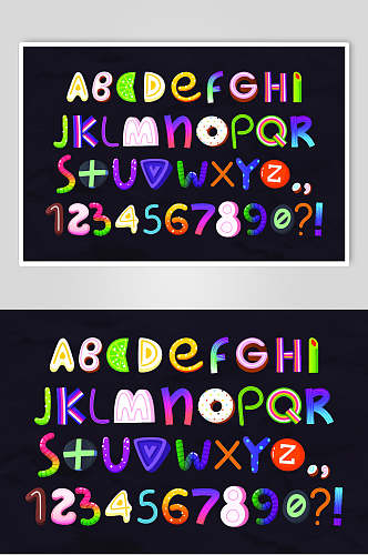 彩色护盾简约糖果字母数字矢量素材