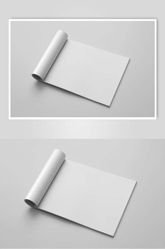 卷纸灰白背景画册贴图展示样机
