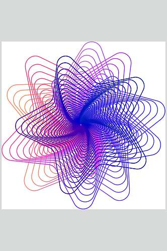 简约蓝红渐变抽象线性图形矢量素材