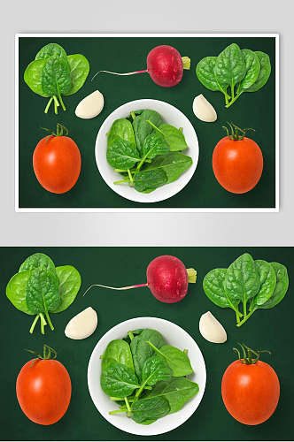 叶子盘子红绿大气高端清新蔬菜素材