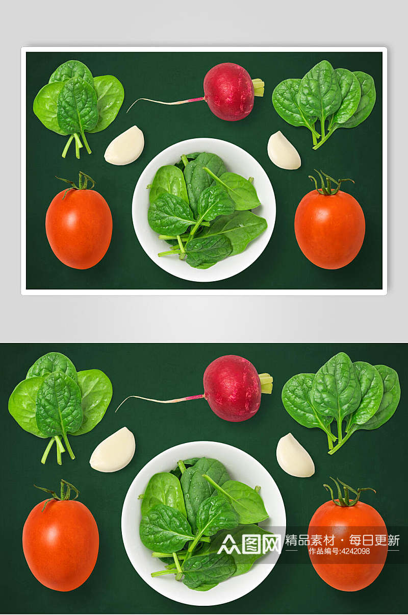 叶子盘子红绿大气高端清新蔬菜素材素材