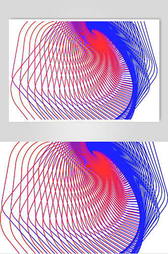蓝红线条简约抽象线性图形矢量素材