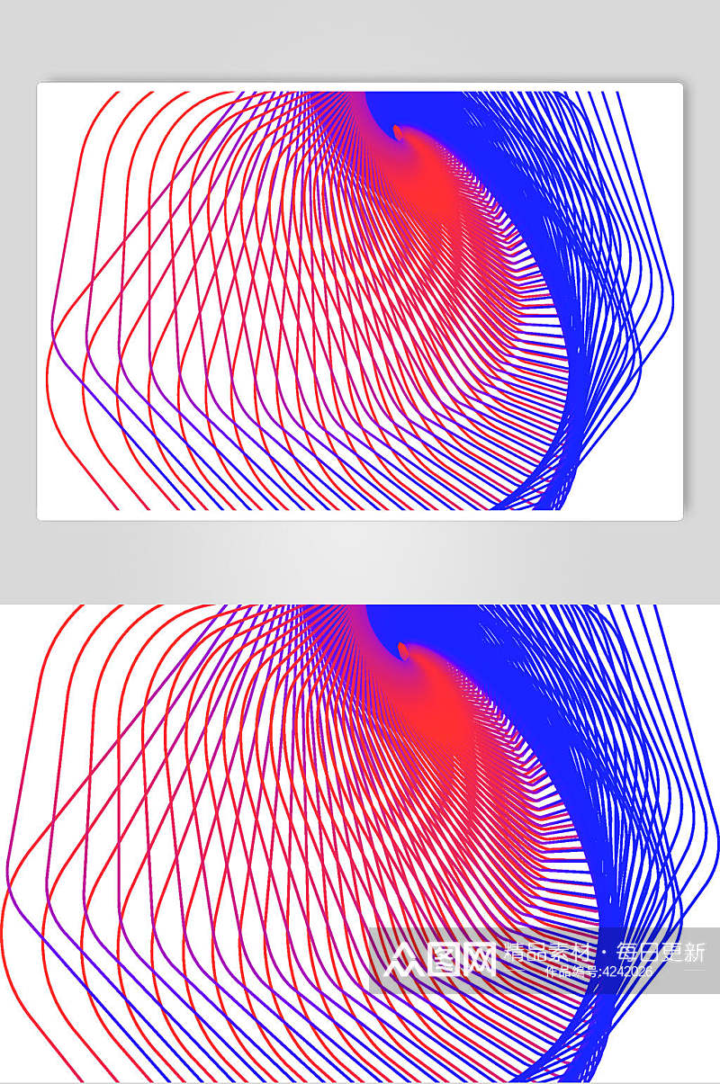 蓝红线条简约抽象线性图形矢量素材素材