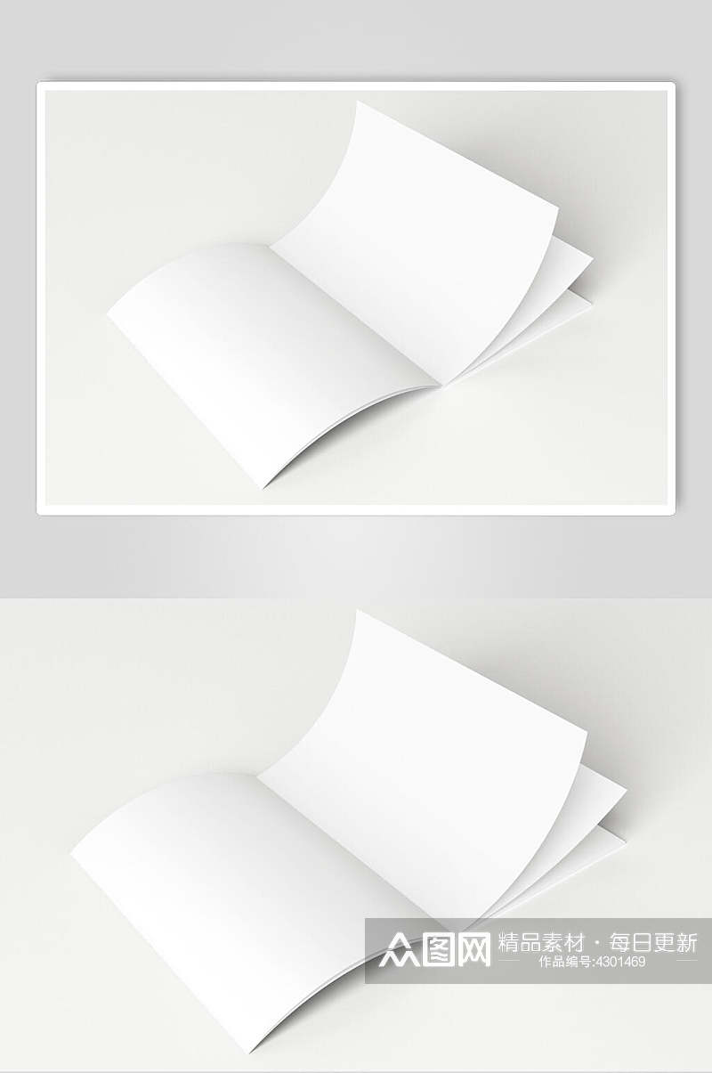 长方形纸张竖版胶装画册展示样机素材
