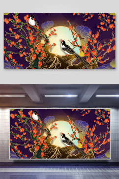 唯美中国风花卉插画