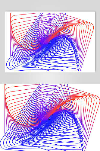 线条蓝红清新抽象线性图形矢量素材