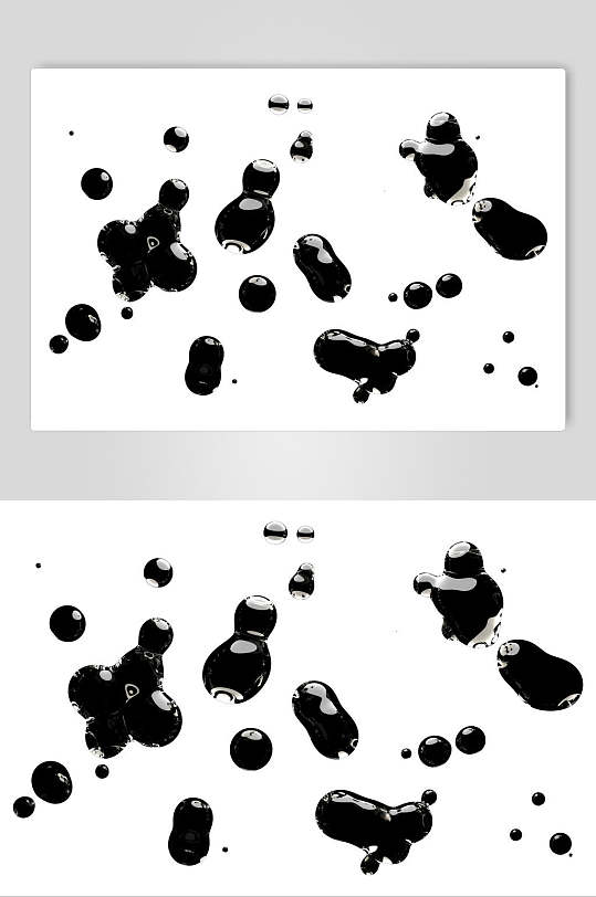 简约黑色手绘高清透明水滴液体素材