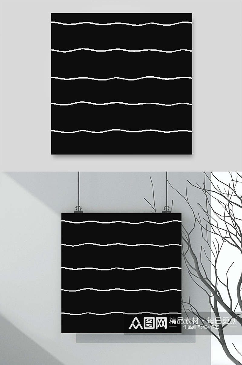 线条黑白简约大气高端抽象图形素材素材