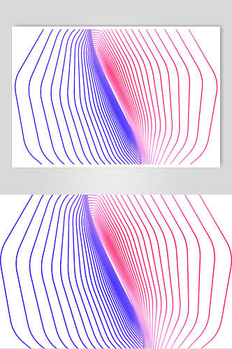 蓝红线条清新抽象线性图形矢量素材