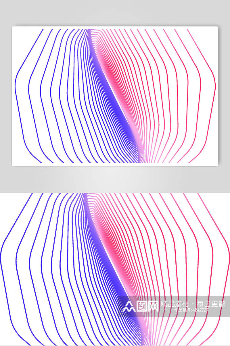 蓝红线条清新抽象线性图形矢量素材素材