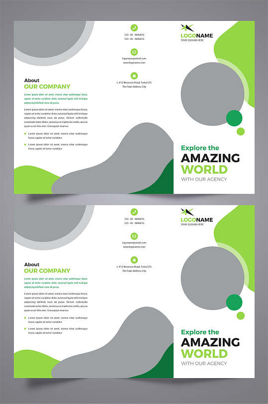 绿色简约三折页图片-绿色简约三折页设计素材-绿色简约三折页模板下载