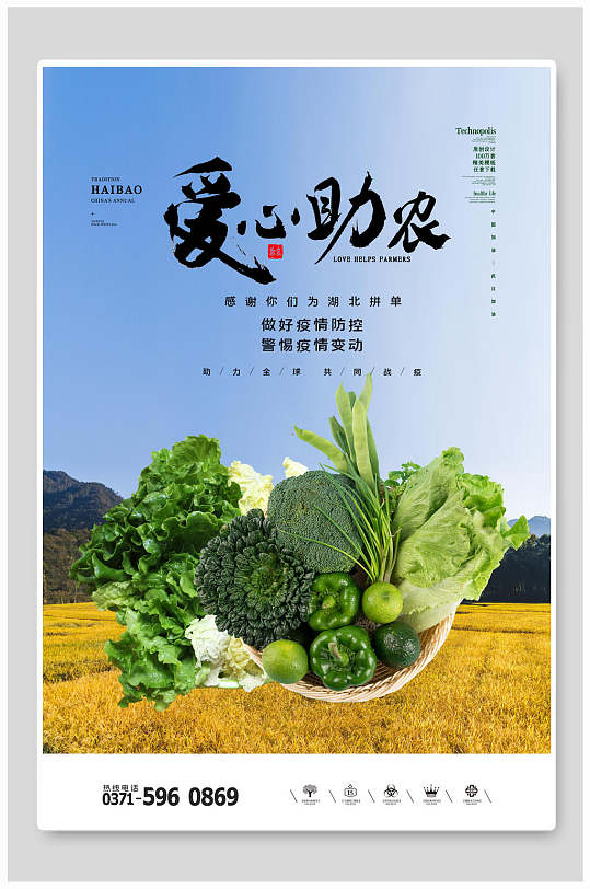 大气爱心助农农产品海报