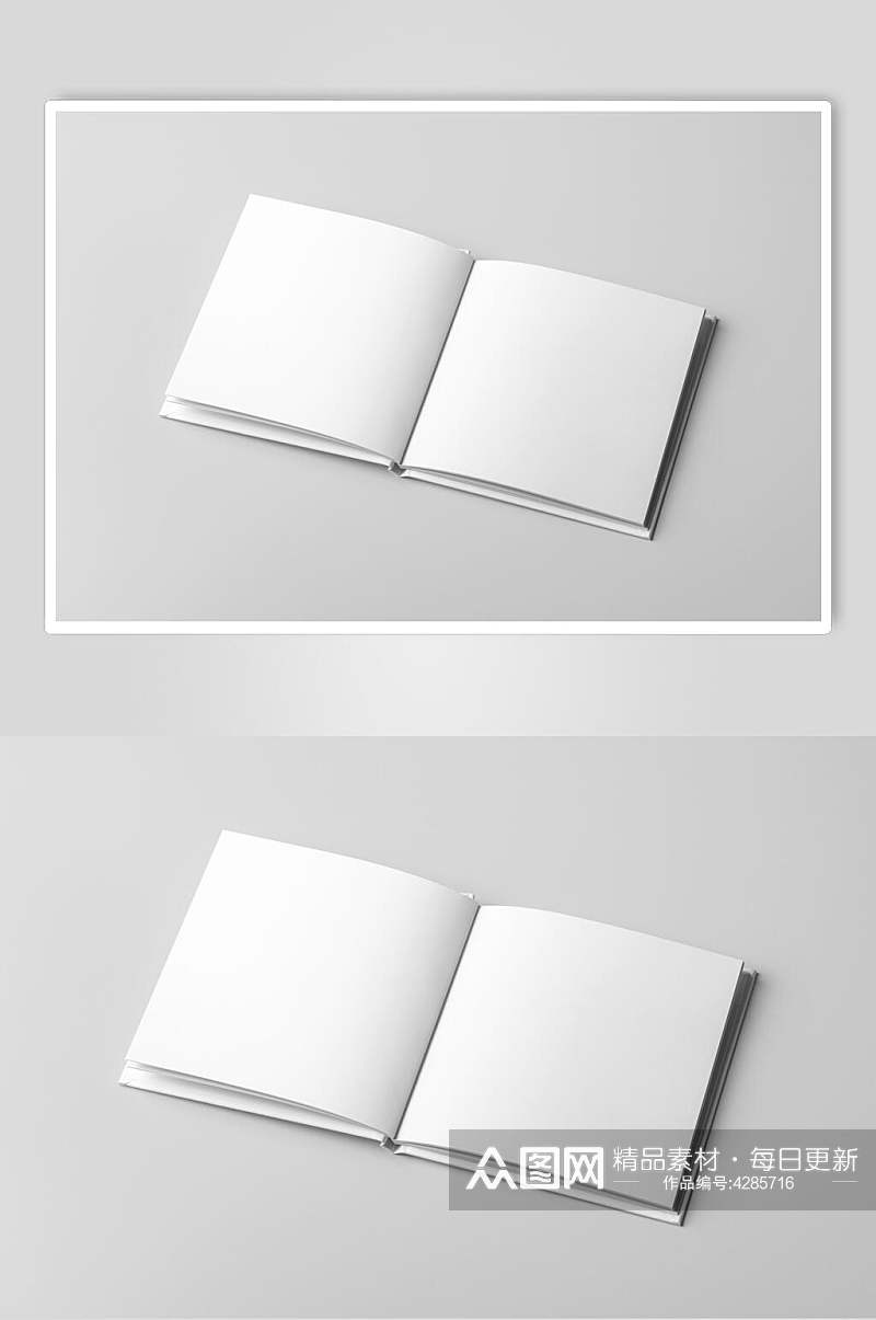 白色方形贴图精装画册样机素材