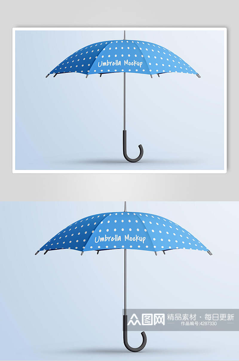 伞柄英文字母蓝色雨伞贴图样机素材
