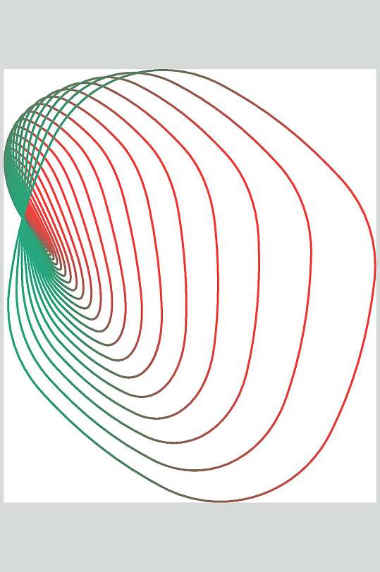 绿红线条清新抽象线性图形矢量素材
