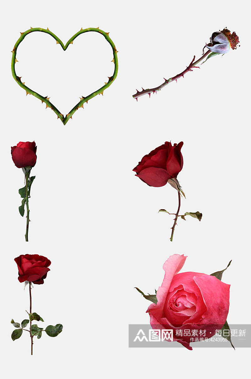 创意爱心玫瑰花免抠素材素材