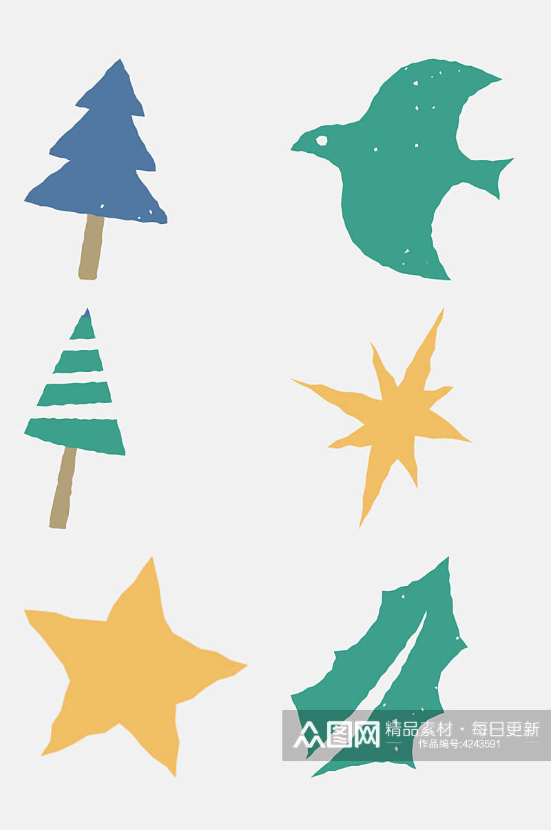 星星树木大气高端圣诞节免抠元素素材