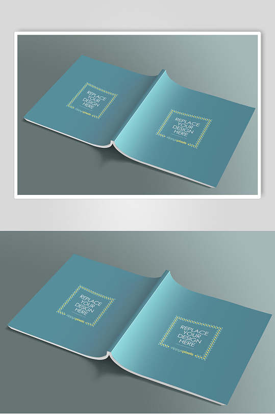 正方形英文字母画册贴图展示样机-众图网