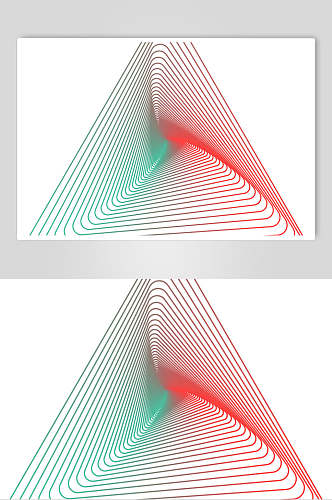 三角绿红简约抽象线性图形矢量素材
