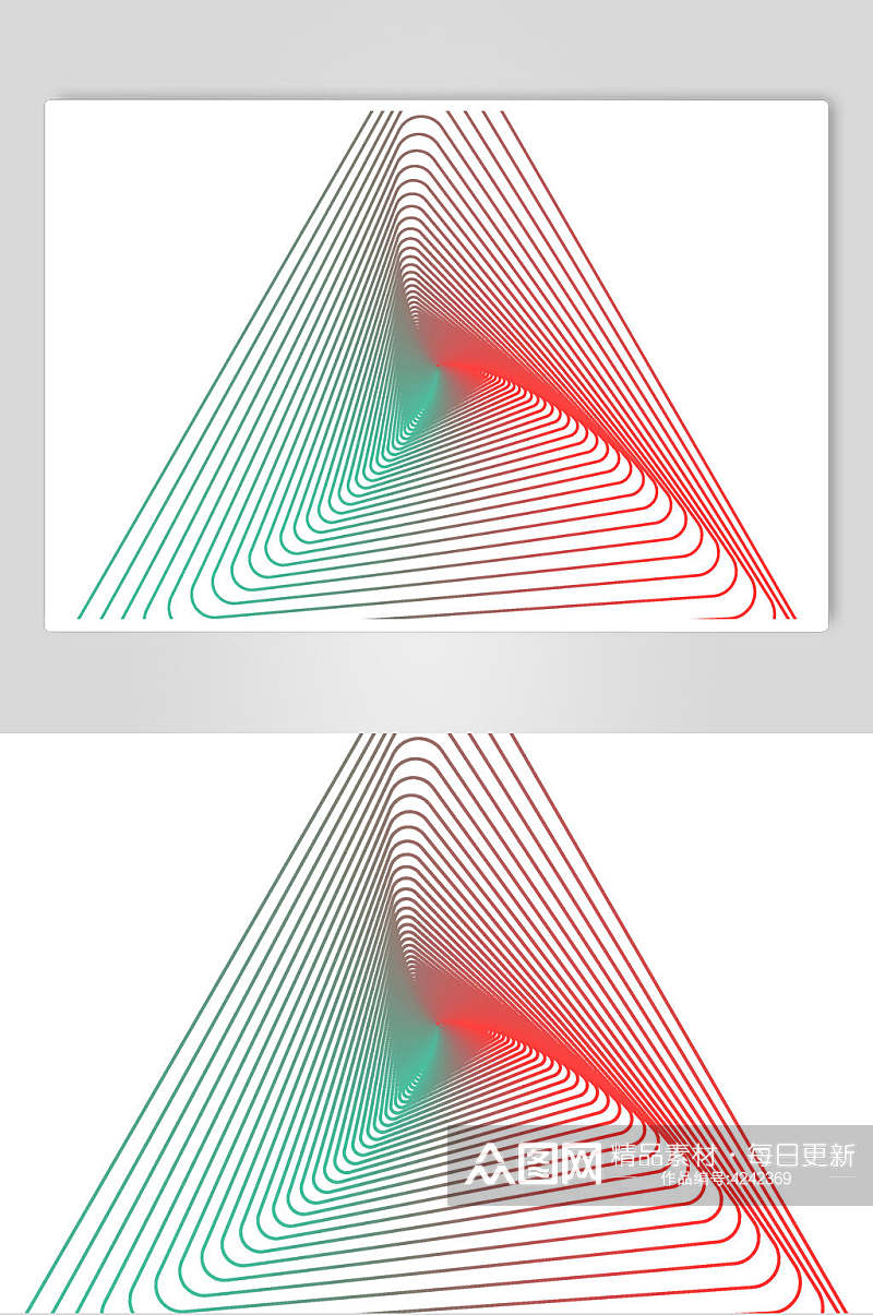 三角绿红简约抽象线性图形矢量素材素材
