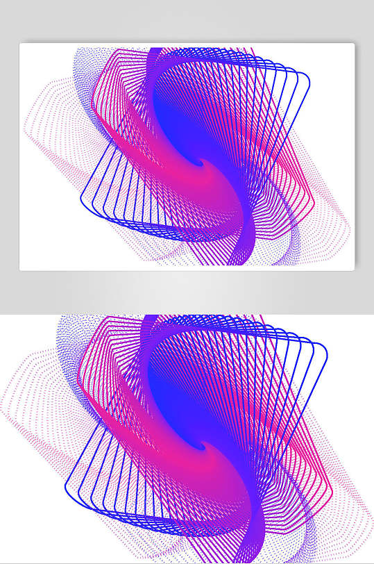 线条红蓝清新抽象线性图形矢量素材