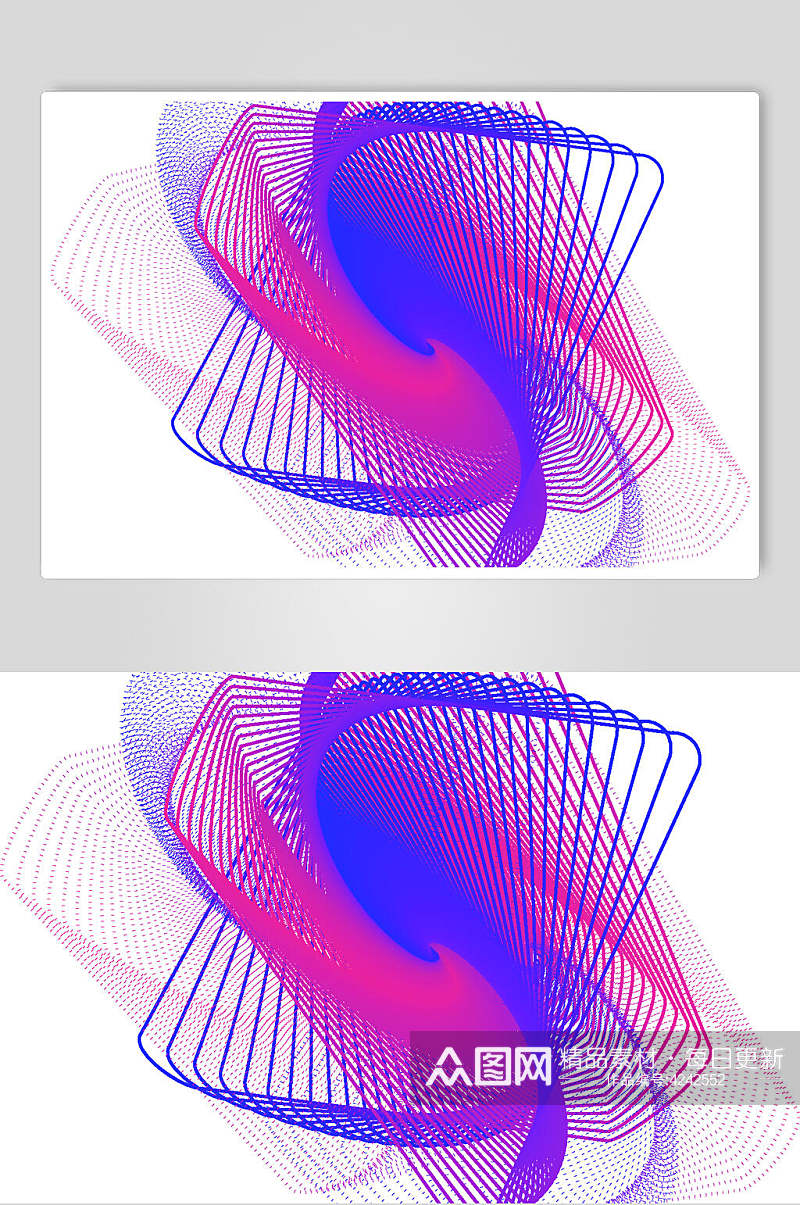 线条红蓝清新抽象线性图形矢量素材素材