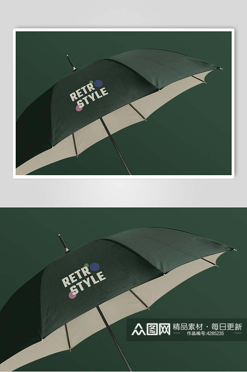 绿色英文雨伞样机素材