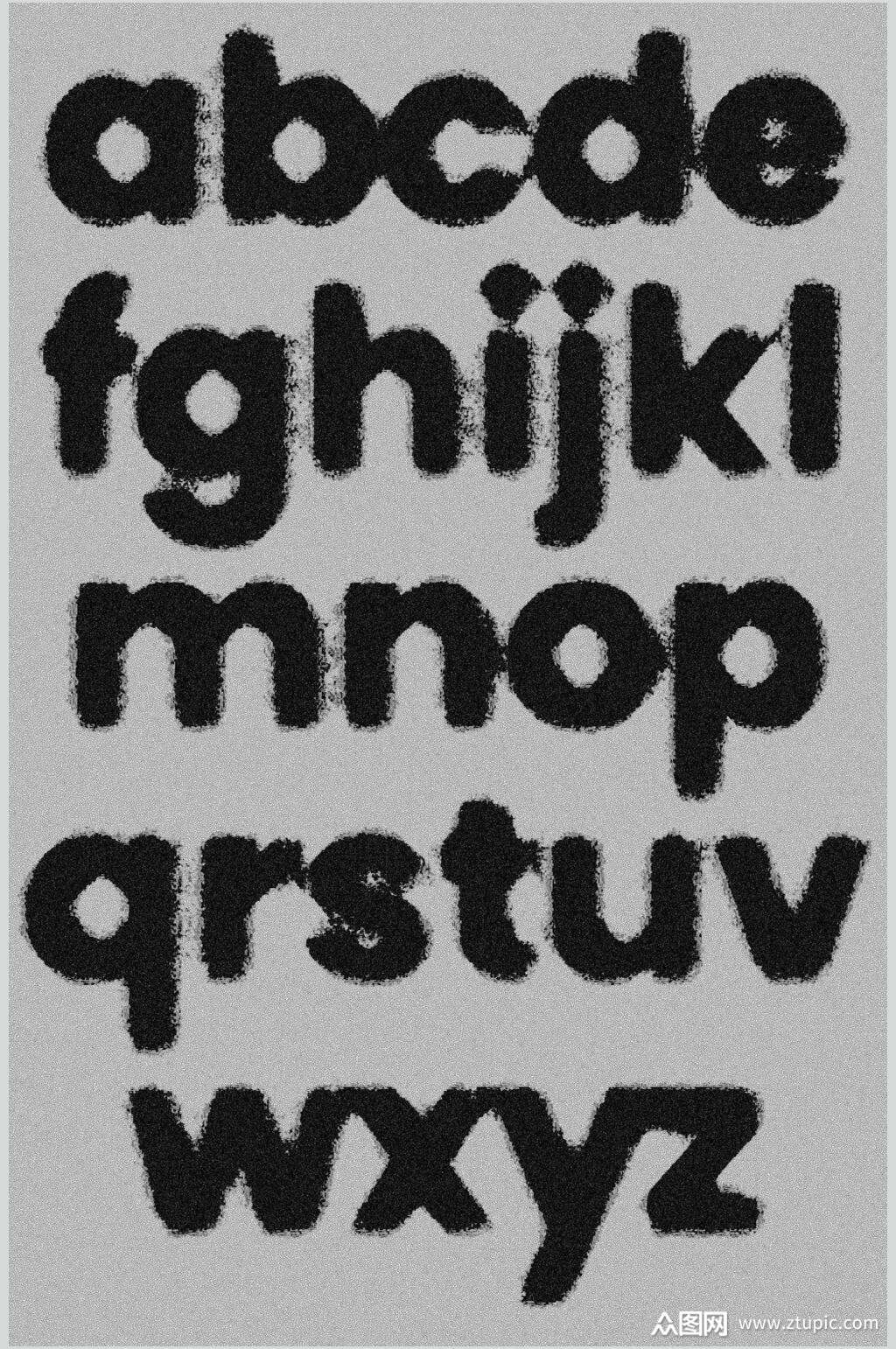 黑白酸性磨损毛边艺术字素材