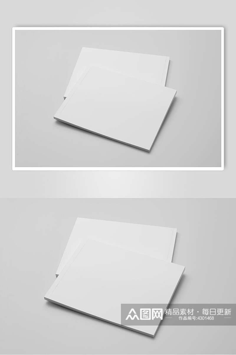 长方形阴影灰画册贴图展示样机素材