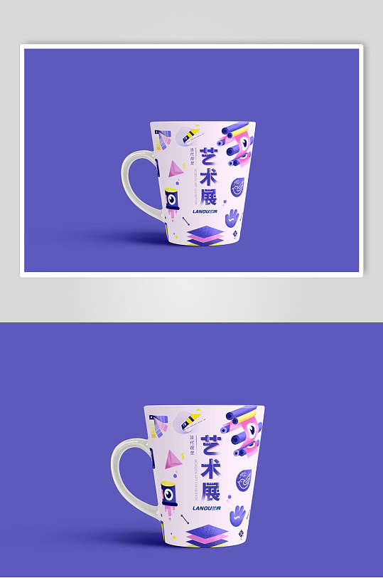 紫色背景杯子潮流文创vi样机