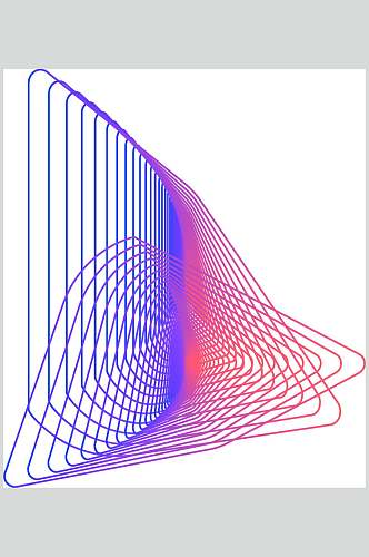蓝红渐变时尚抽象线性图形矢量素材