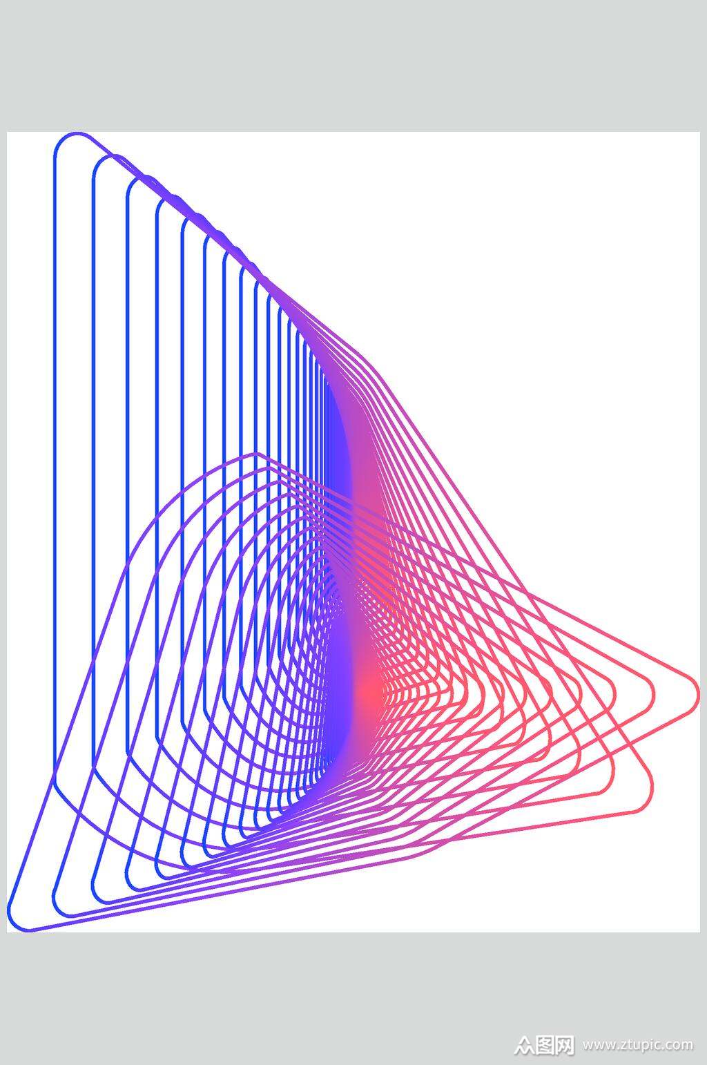 蓝红渐变时尚抽象线性图形矢量素材