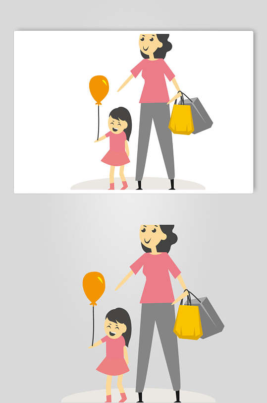 气球购物大气高端清新亲子矢量素材