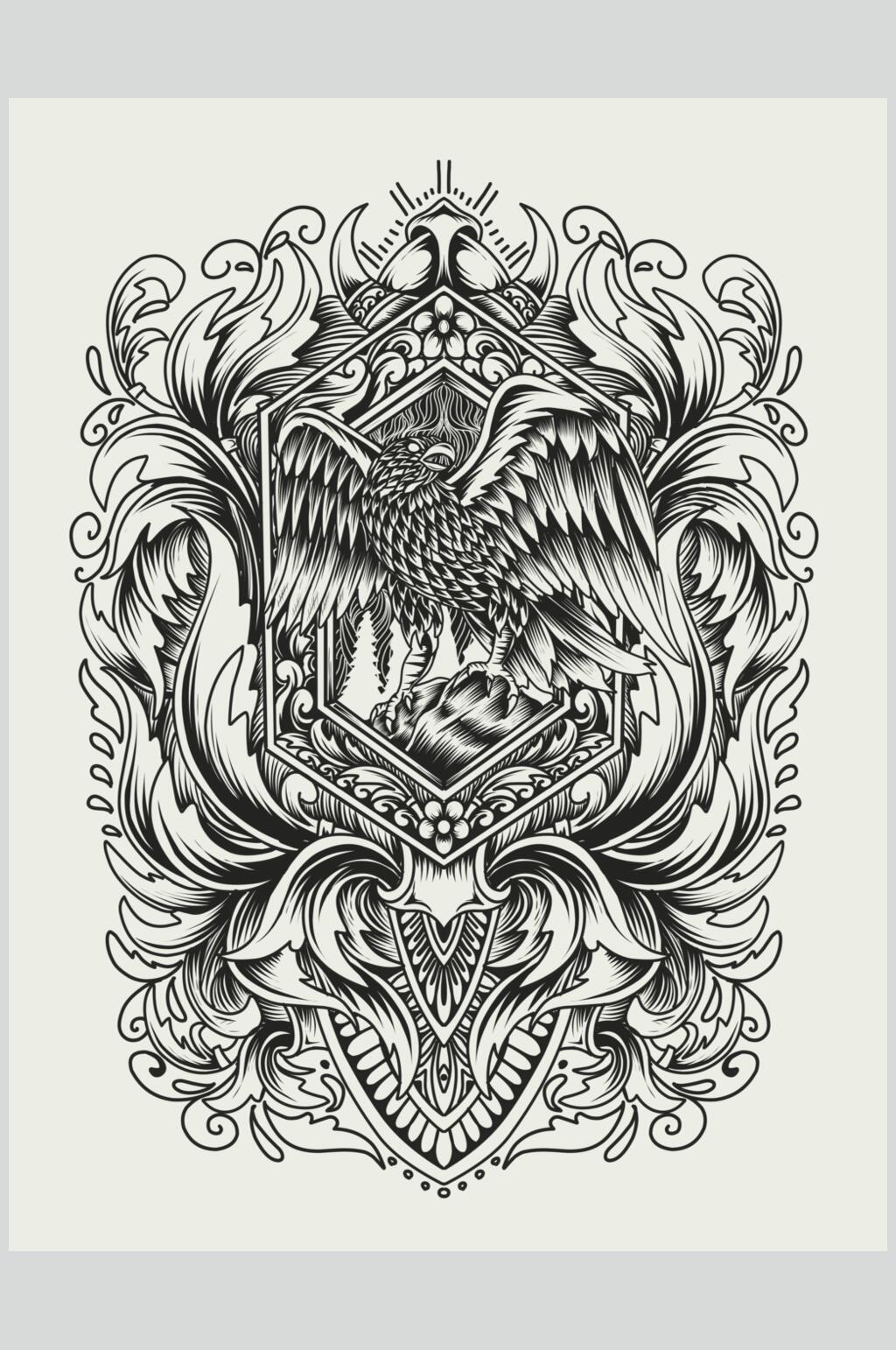 时尚红黄清新复古装饰绘画矢量素材素材