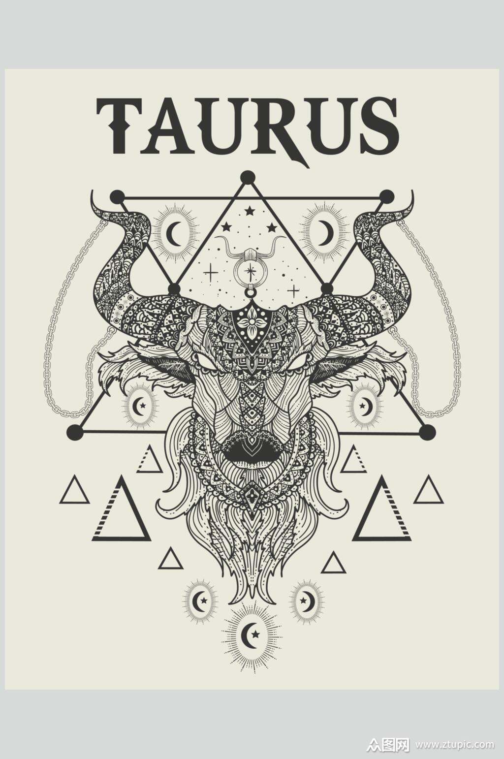 三角黑黄线条复古装饰绘画矢量素材素材