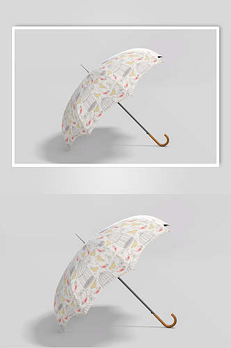 伞柄阴影花纹灰色雨伞贴图样机