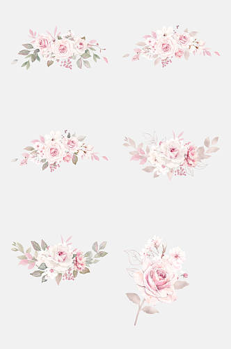 粉色玫瑰水彩花卉免抠素材
