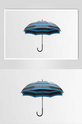 蓝色条纹雨伞贴图样机