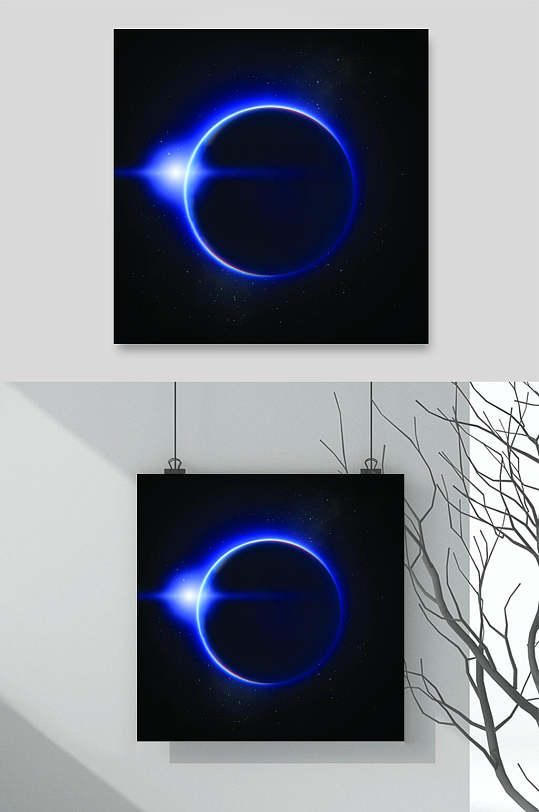 时尚圆形黑蓝清新星空太空矢量素材-众图网