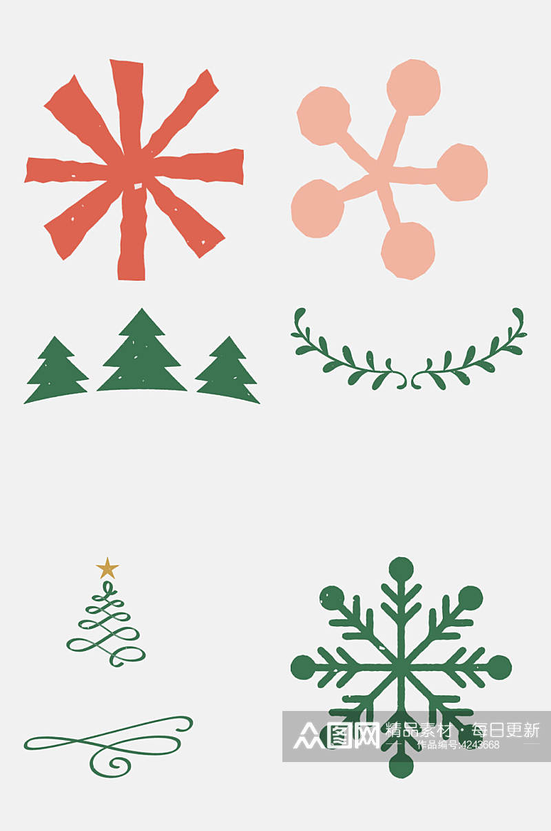 树木雪花大气创意圣诞节免抠元素素材