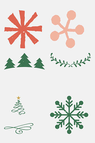 树木雪花大气创意圣诞节免抠元素
