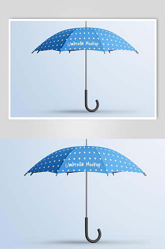 伞柄阴影英文字母蓝色雨伞样机