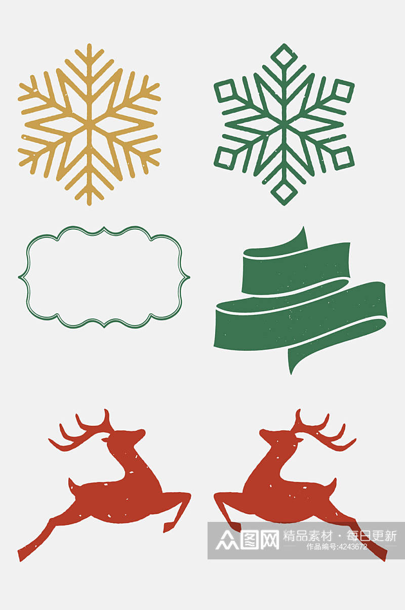 麋鹿雪花大气创意圣诞节免抠元素素材