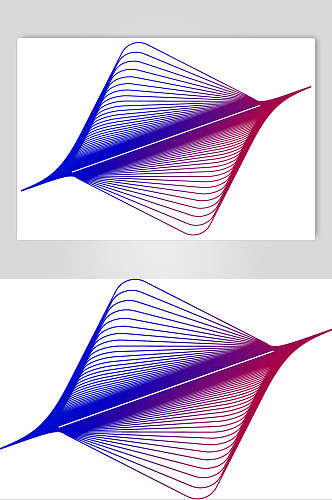 蓝红线条清新抽象线性图形矢量素材
