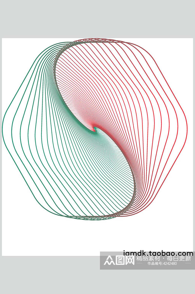 绿红线条清新抽象线性图形矢量素材素材