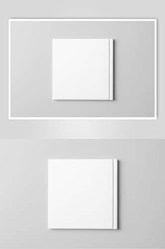 白色方形贴图精装画册样机