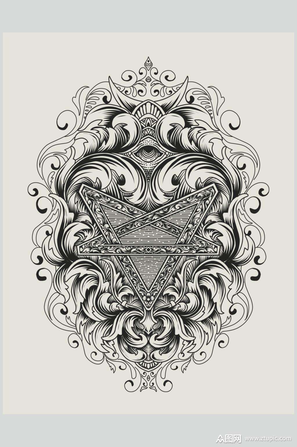 创意复古装饰绘画矢量素材素材