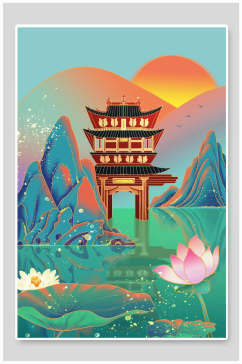 创意中国风花卉插画