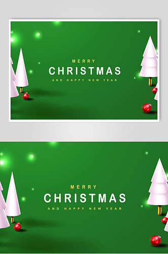 绿色大气圣诞树英文圣诞节素材